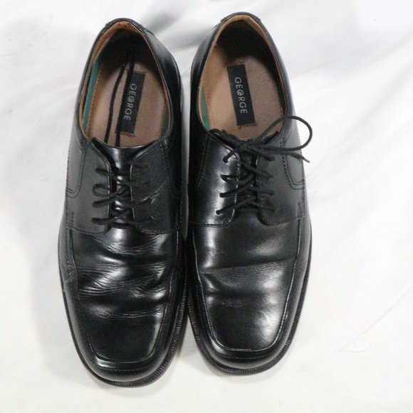 GEORGE Chad Black leather Narrow Width Oxfords - Picture 4 of 12